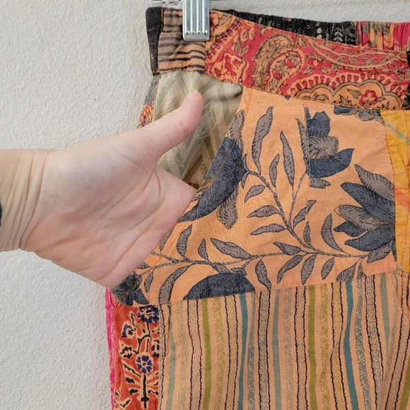 Earthbound Trading Co. Patchwork Pants Size M 100% Cotton Boho Hippie Festival - Picture 5 of 8